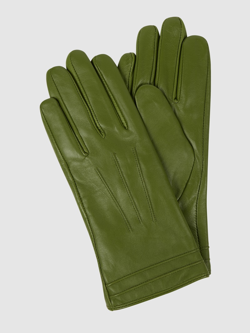 Lederhandschuhe aus Lammnappa in khaki