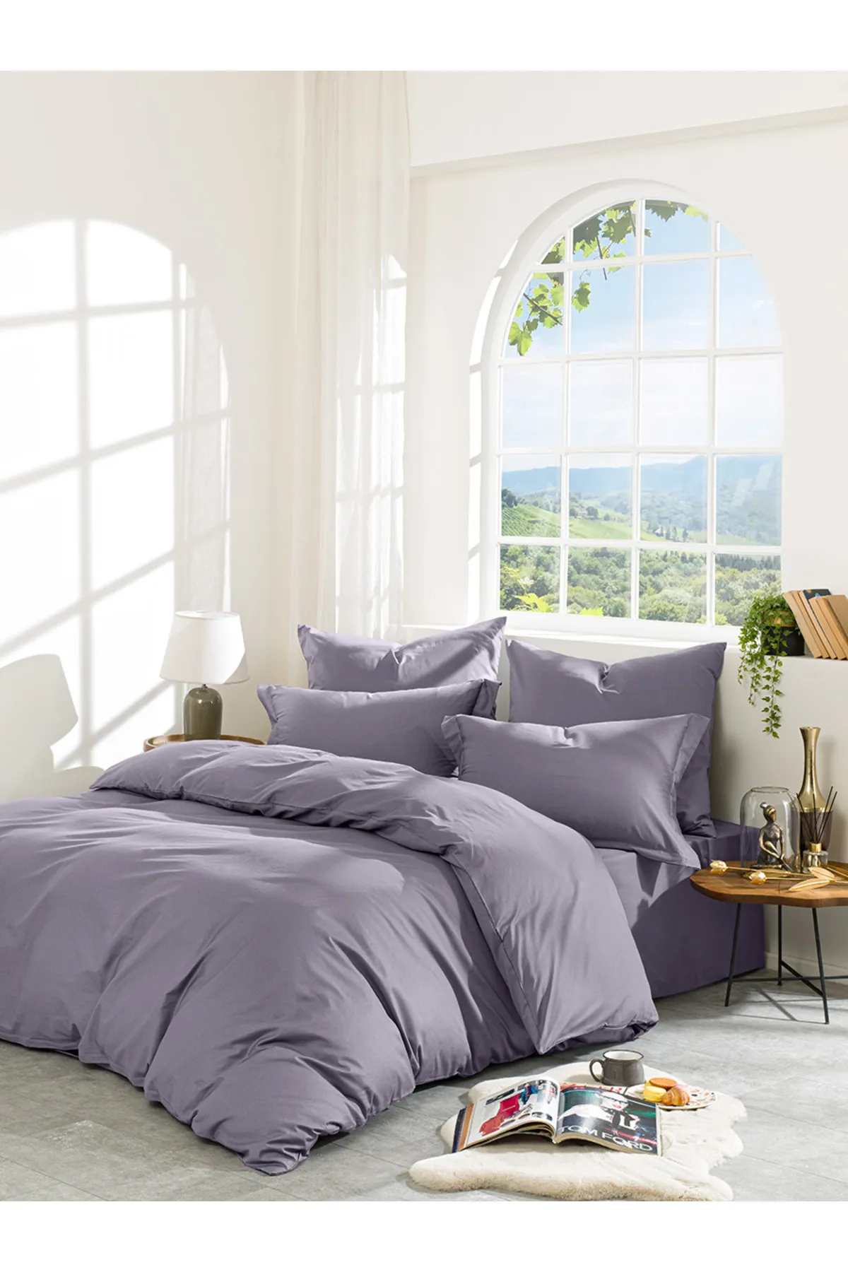 Karna Home  Klassisches Doppel-Bettbezug-Set aus Baumwollsatin