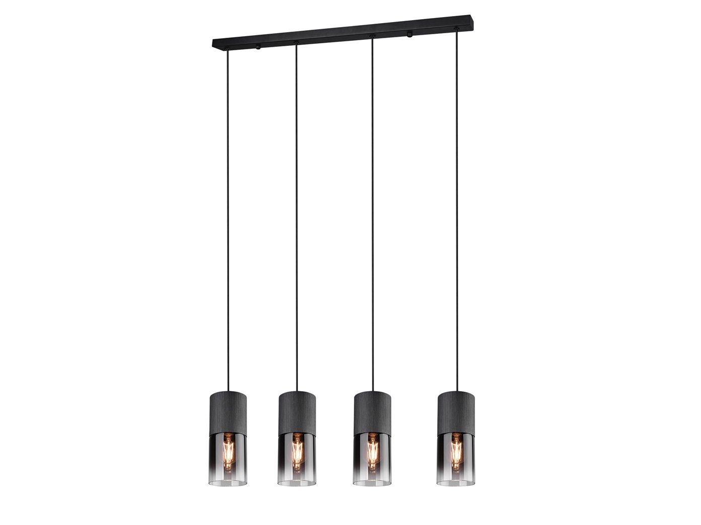 meineWunschleuchte LED Pendelleuchte, LED wechselbar, Warmweiß, Rauchglas Balken-leuchte mehrflammig für über-n Esstisch & Kochinsel