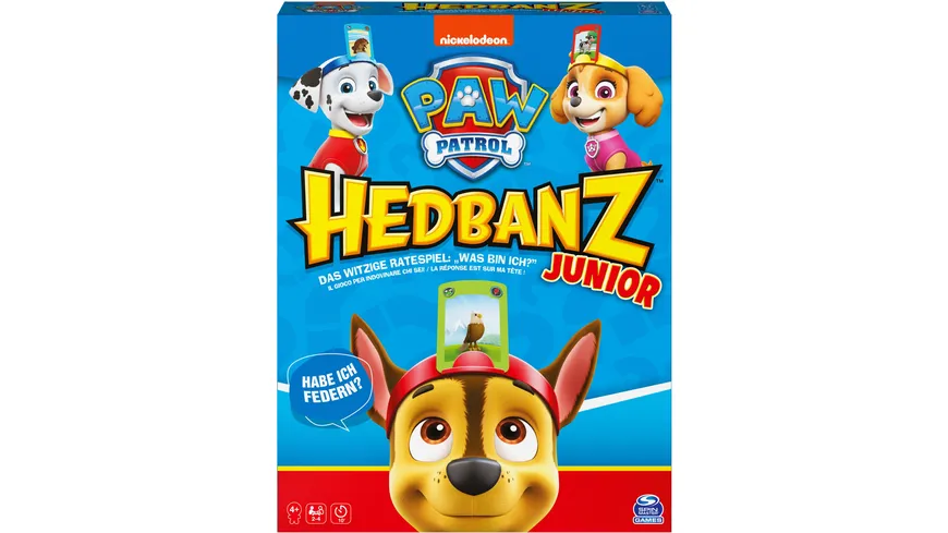 Spin Master - Hedbanz Junior – Paw Patrol, das witzige Ratespiel für 2-4 Fellfreunde ab 4 Jahren