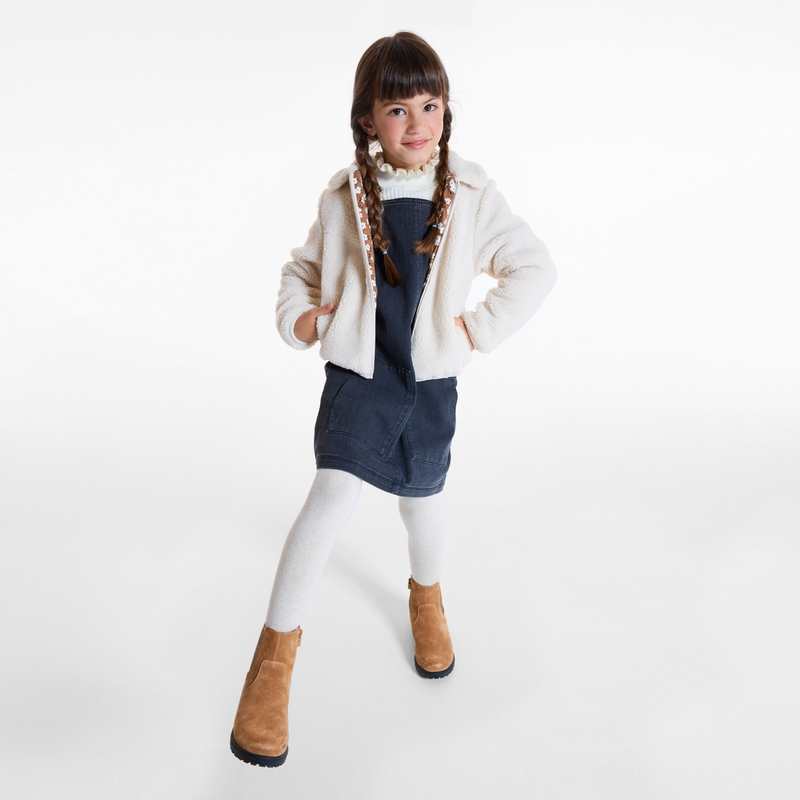 Blouson en fausse fourrure unie blanc fille