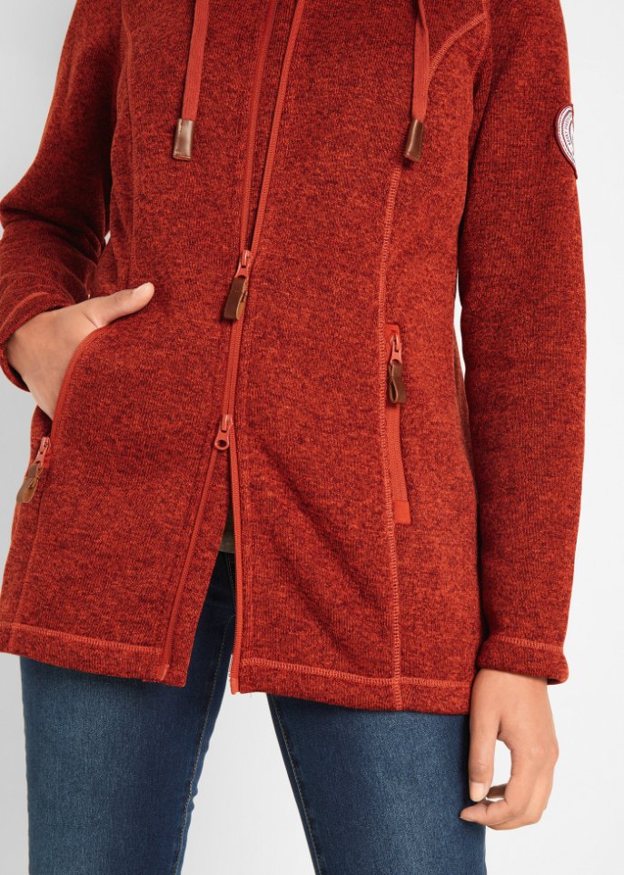 Strick-Fleecejacke mit Kapuze
