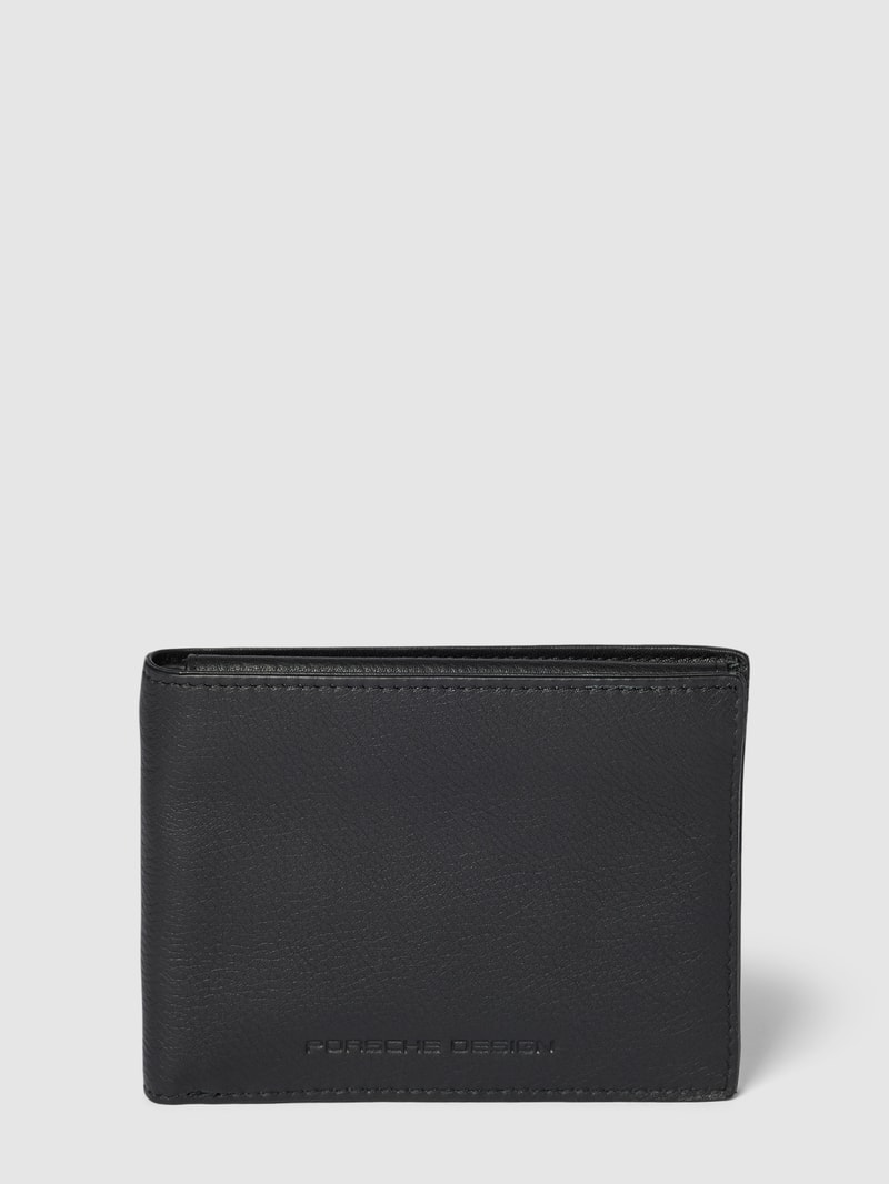 Portemonnaie aus Rindsleder mit Label-Detail in schwarz