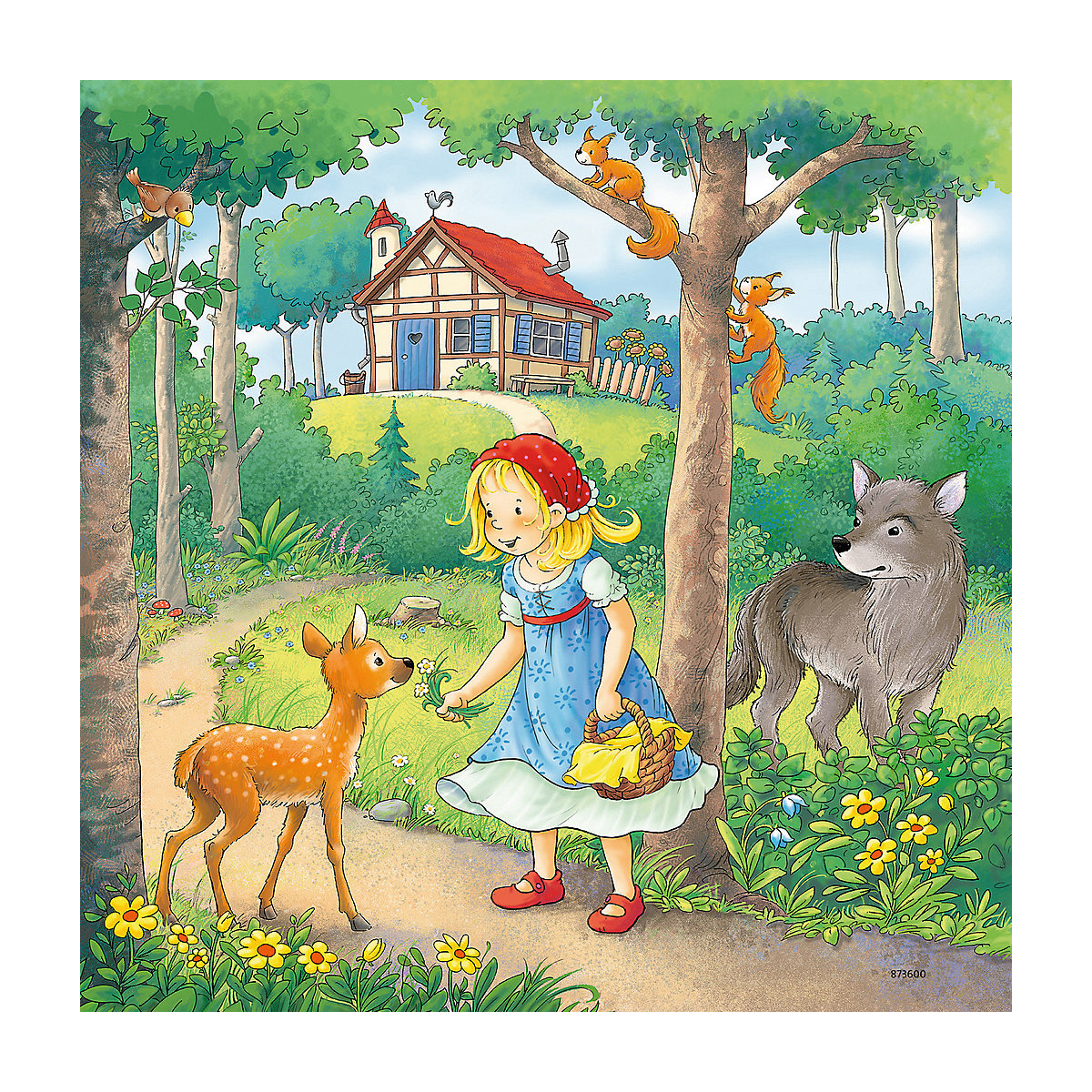 3er Set Puzzle, je 49 Teile, 21x21 cm, Rapunzel, Rotkäpchen & Froschkönig