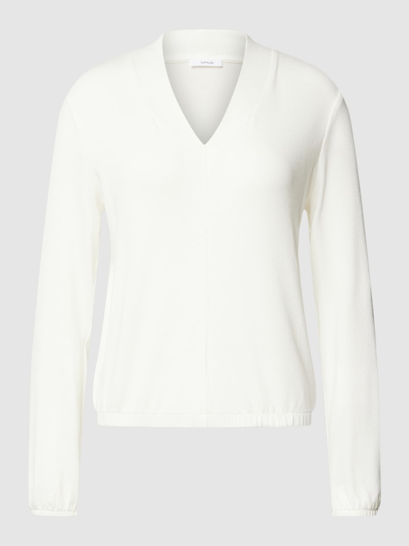 Strickpullover mit V-Ausschnitt Modell 'Sabira' in offwhite