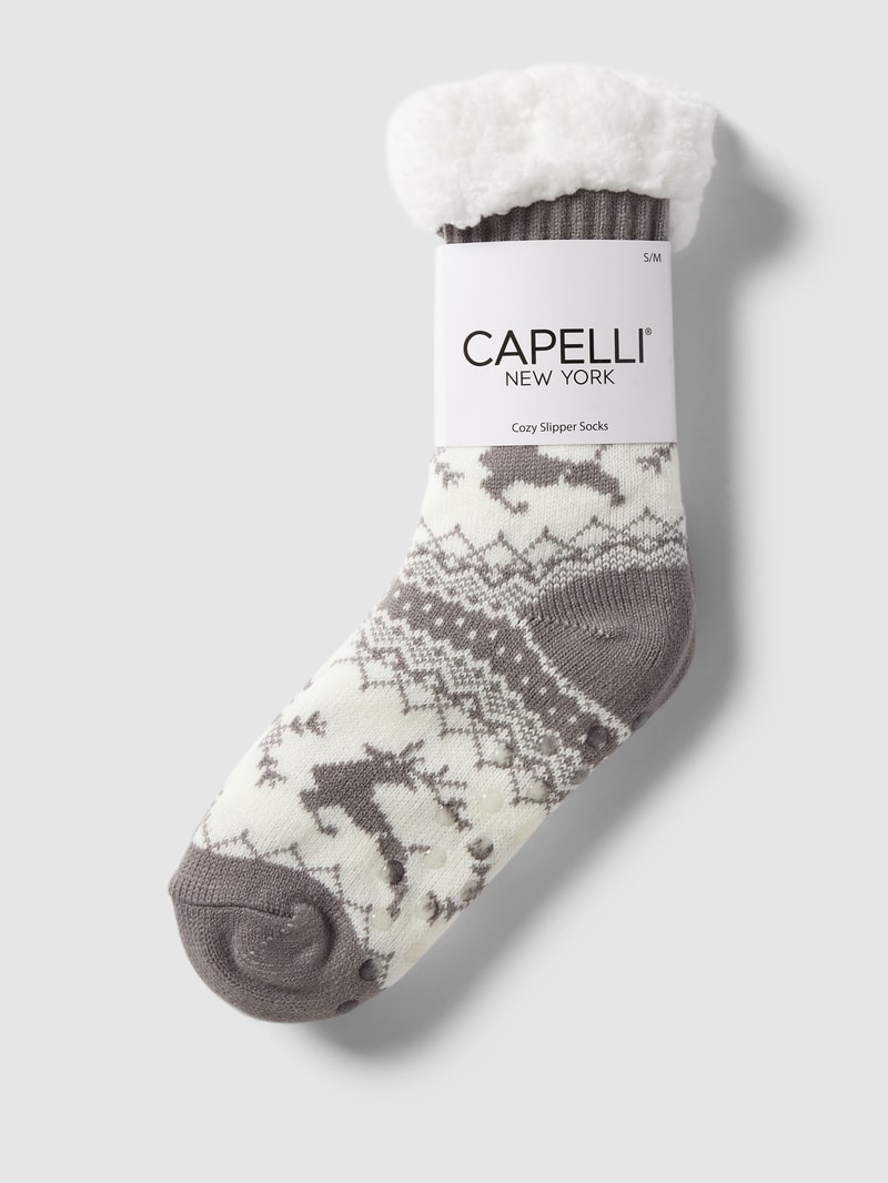 Socken in Strick-Optik in mittelgrau