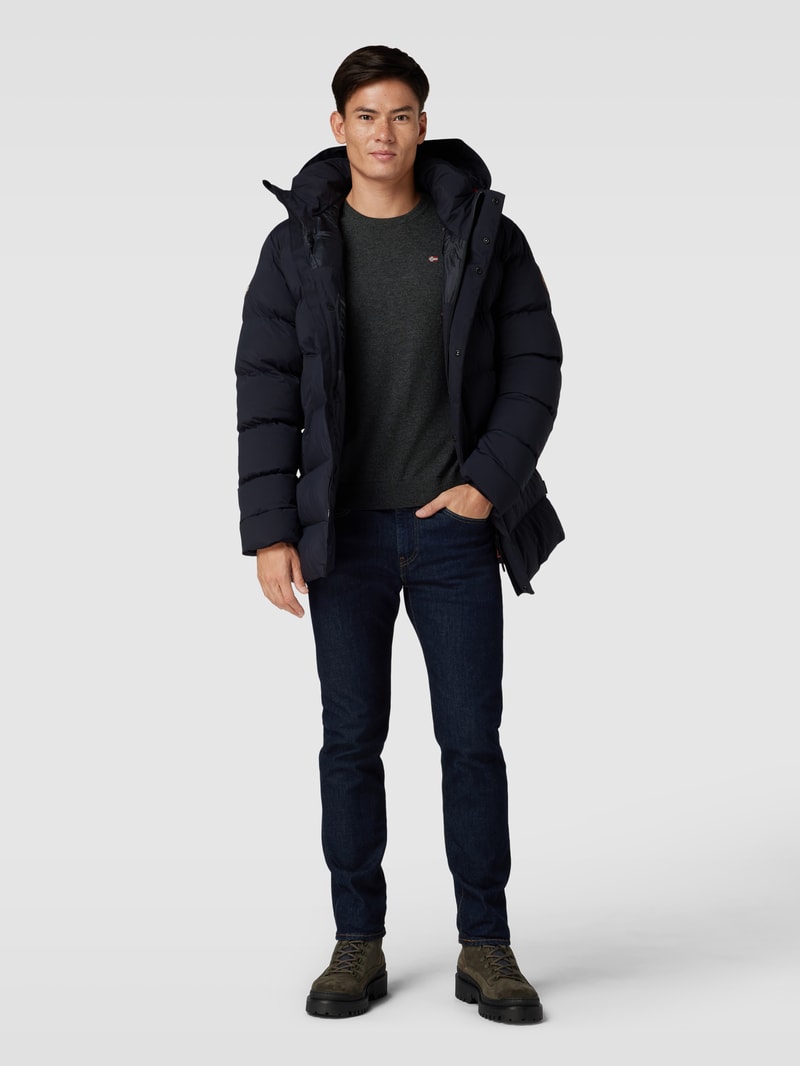 Longsleeve mit Label-Stitching Modell 'DAMAVAND' in anthrazit