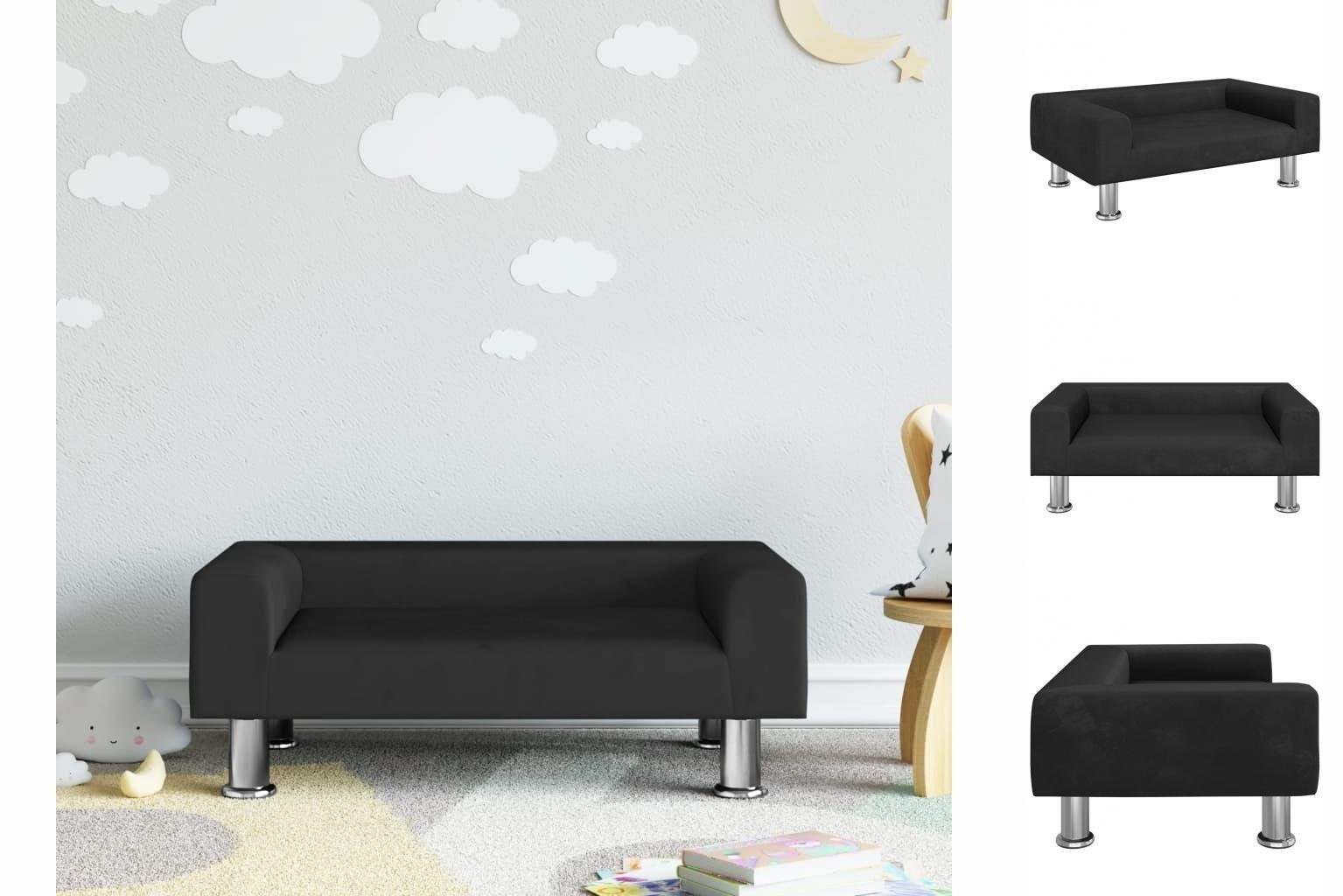 vidaXL Kindersofa Kindersofa Schwarz 70x45x26,5 cm Samt Kindercouch Kindermöbel Kinderzi