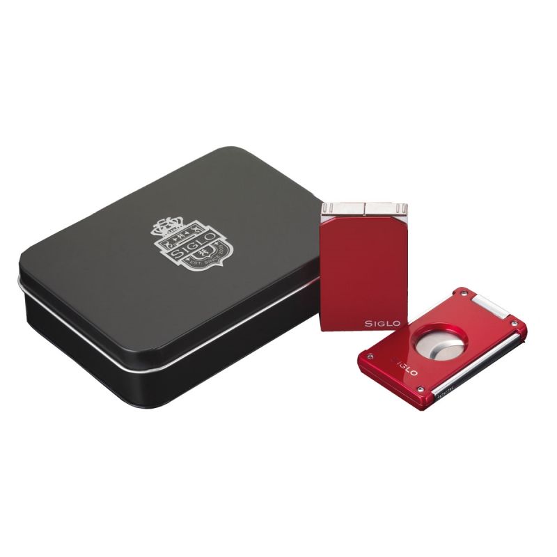 Siglo Vibrant Set Lighter & Cutter Red