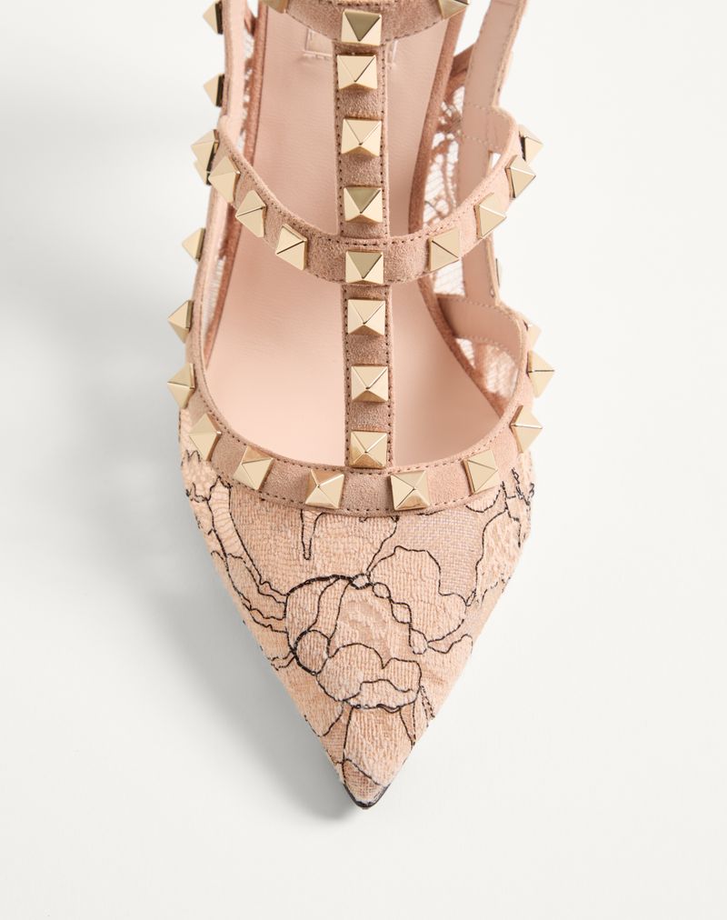 Sapatos de salto Rockstud Lace com tiras de 100 mm
