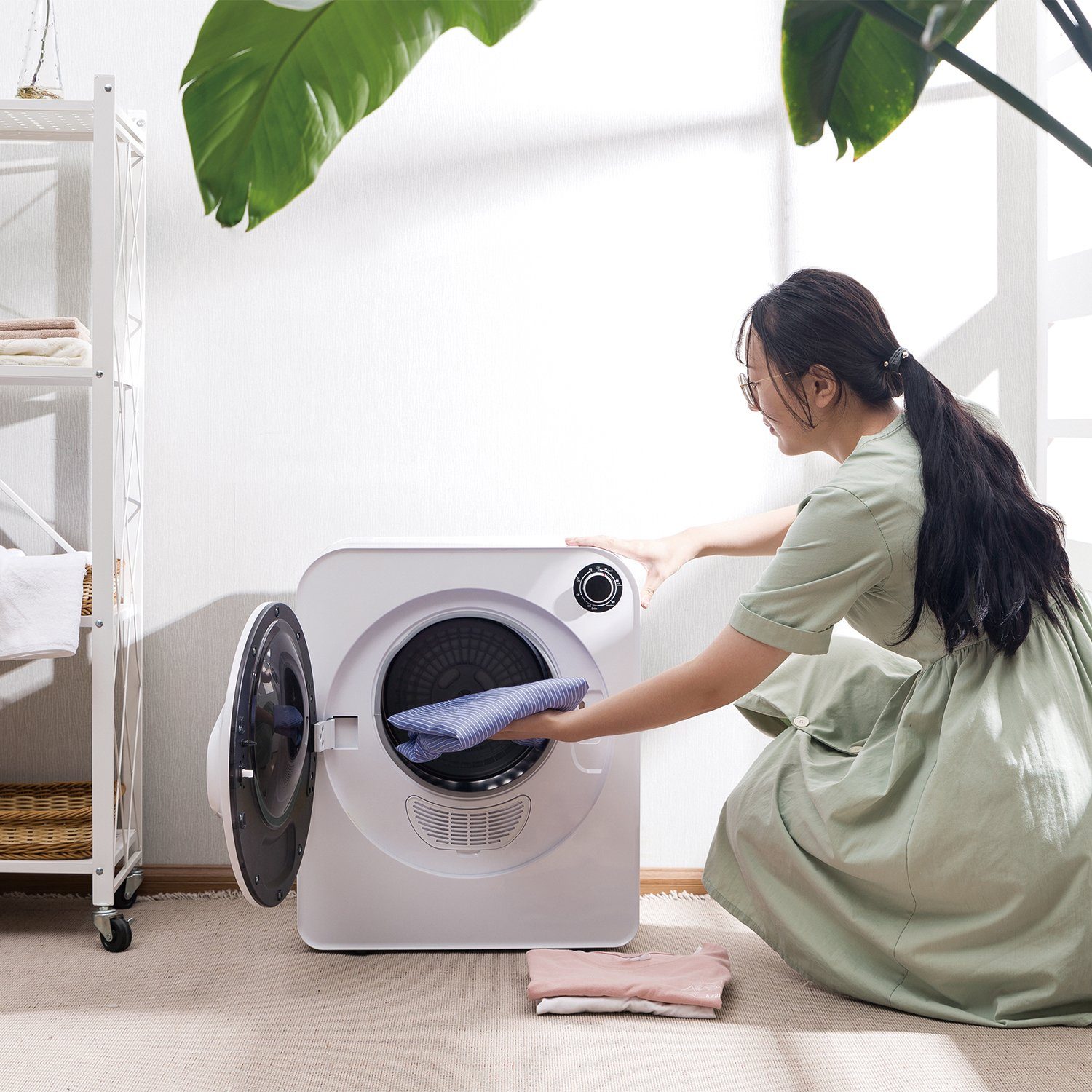 GreenBlue Elektrischer Wäschetrockner GB405, Fünf Trocknungsprogramme Wäschetrockner 830W 3kg