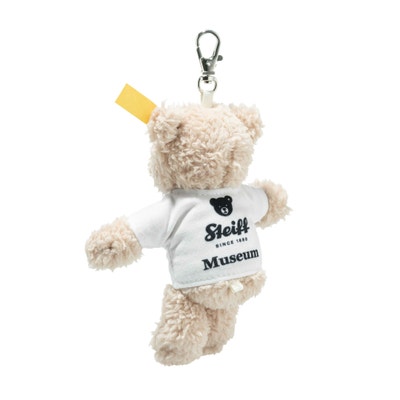 Anhänger Museumsbär Ben mit Elefäntle T-Shirt, 12 cm, beige