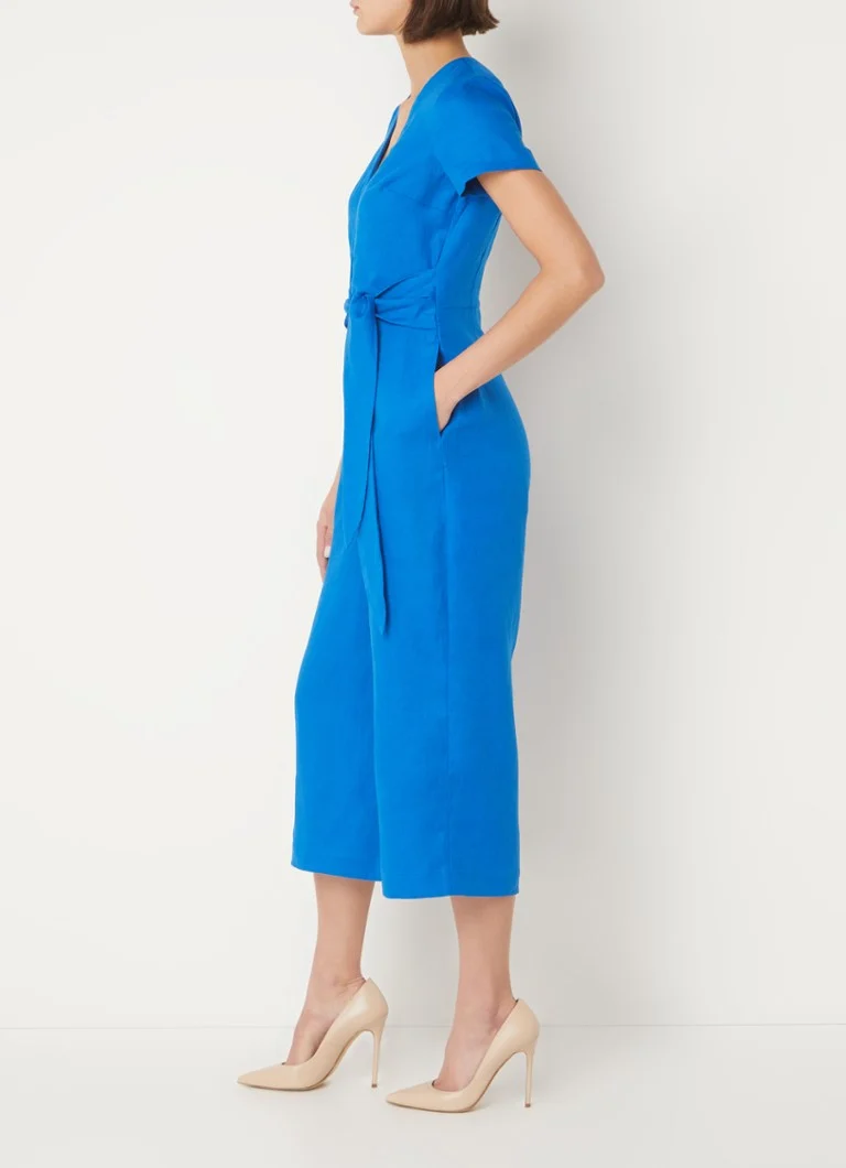 Hobbs Aliya Leinen-Jumpsuit in weiter Passform und kurzem Schnitt mit Schleifendetail