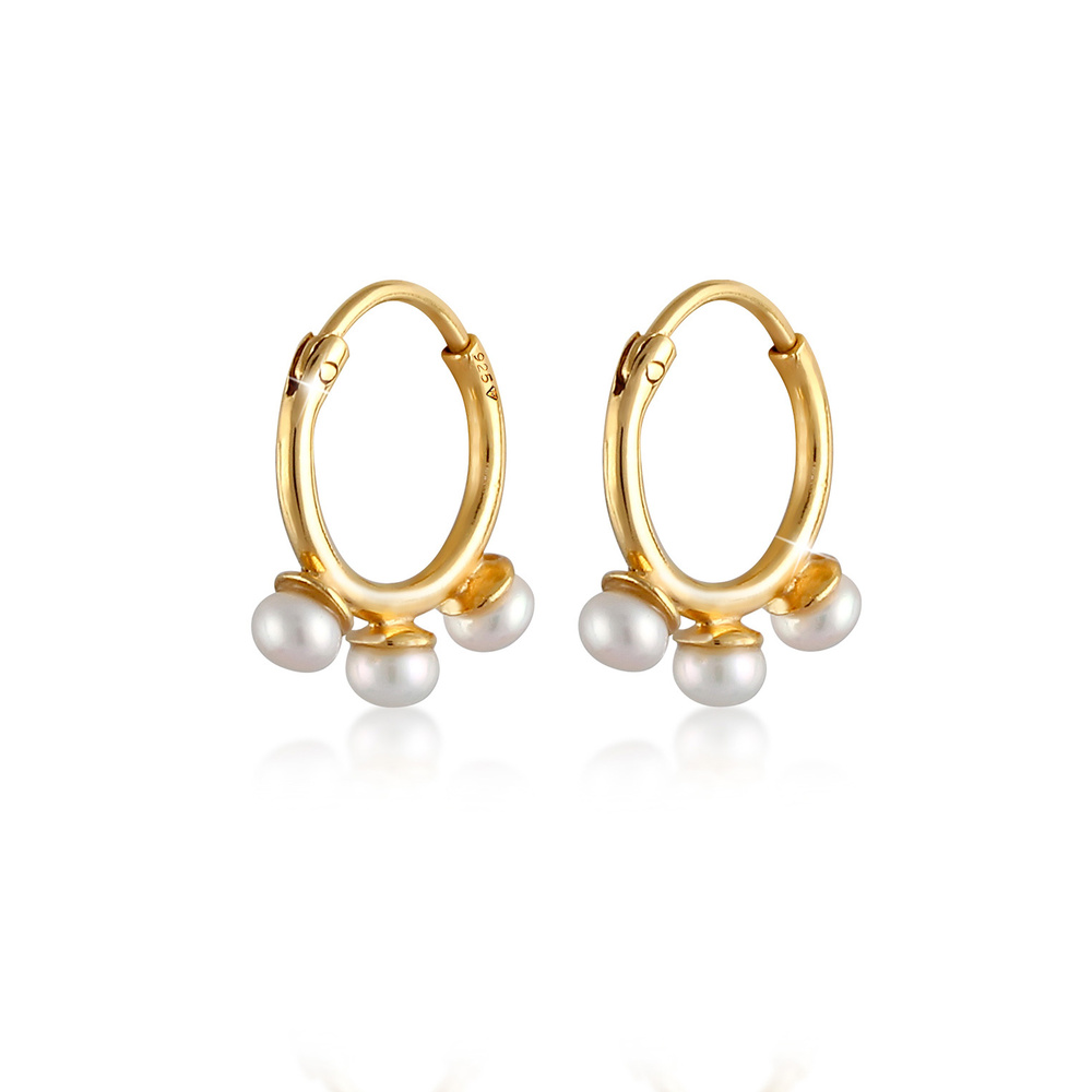 Elli PREMIUM Elli PREMIUM Boucles d'Oreilles Creole Hänger Süwasserperlen 925 Silber vergoldet Boucles d'oreilles