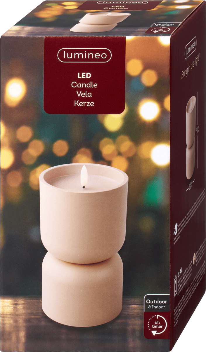 Outdoorkerze mit LED, beige (16,5x10 cm), 1 St