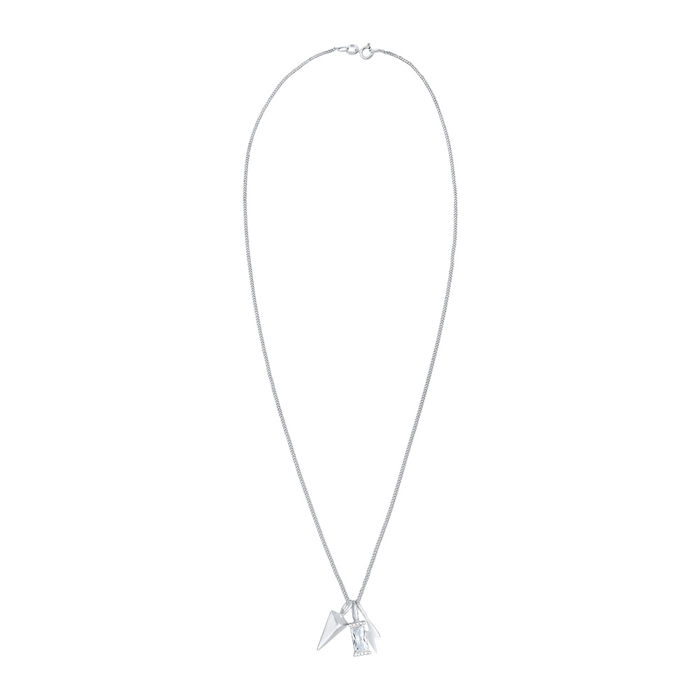 Elli Elli Collier Pendentif femme rectangle flèche de foudre avec cristaux de zircone  collier