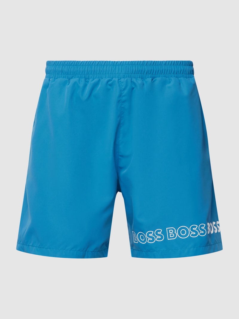 Badehose mit Label-Print Modell 'Dolphin' in jeans