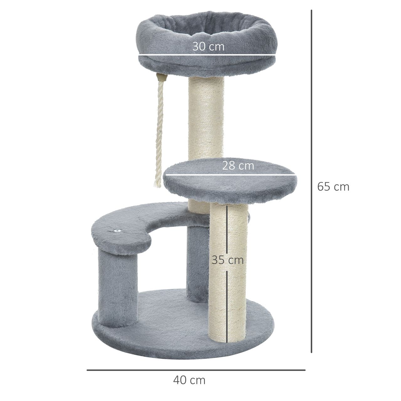 PawHut Katzenbaum Kletterbaum Spielbaum Katzenbett Katzenkratzbaum Grau