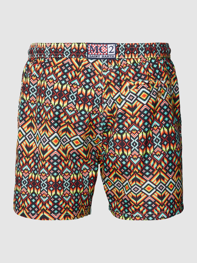 Badehose mit Allover-Muster Modell 'LIGHTING' in dunkelrot