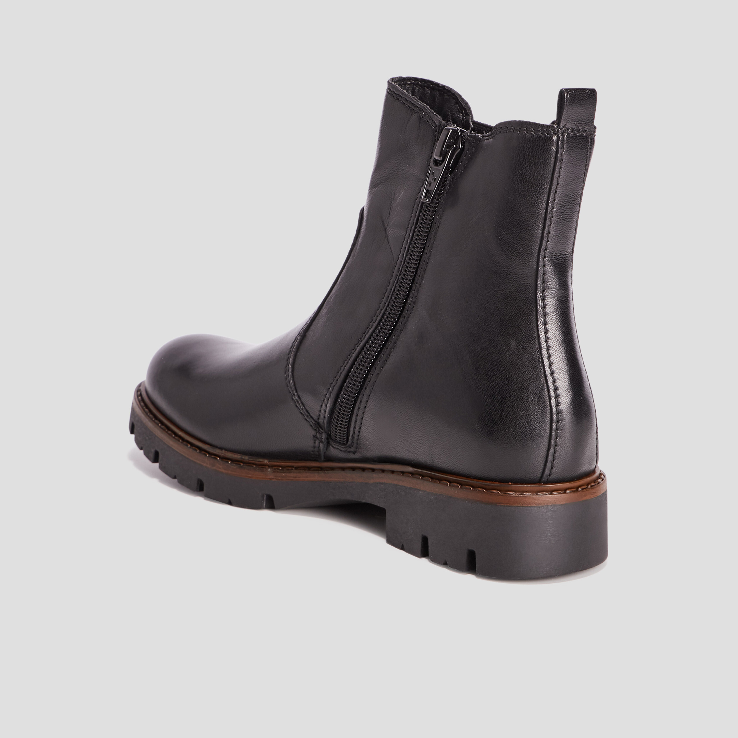 Bottines chelsea crantées en cuir noir fille | La Halle