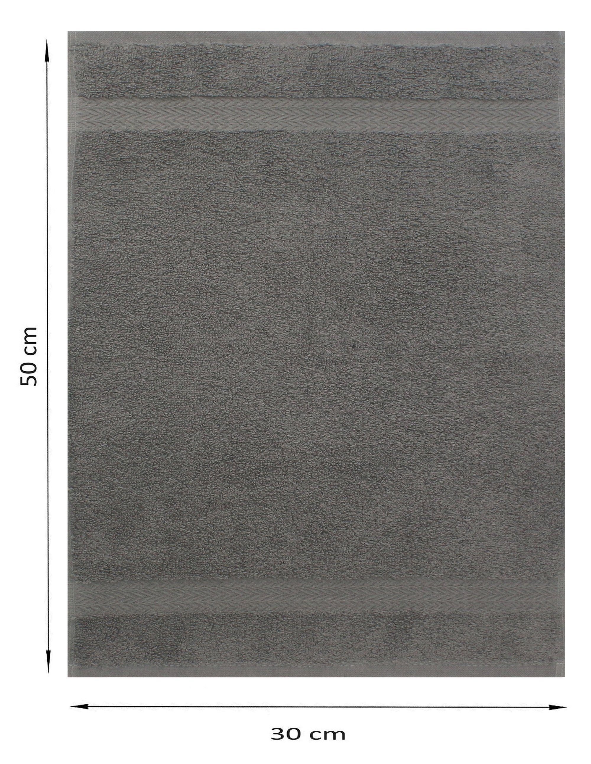 Betz Gästehandtücher 10 Stück Gästehandtücher Premium 100% Baumwolle Gästetuch-Set 30x50 cm Farbe dunkelblau und anthrazit, 100% Baumwolle