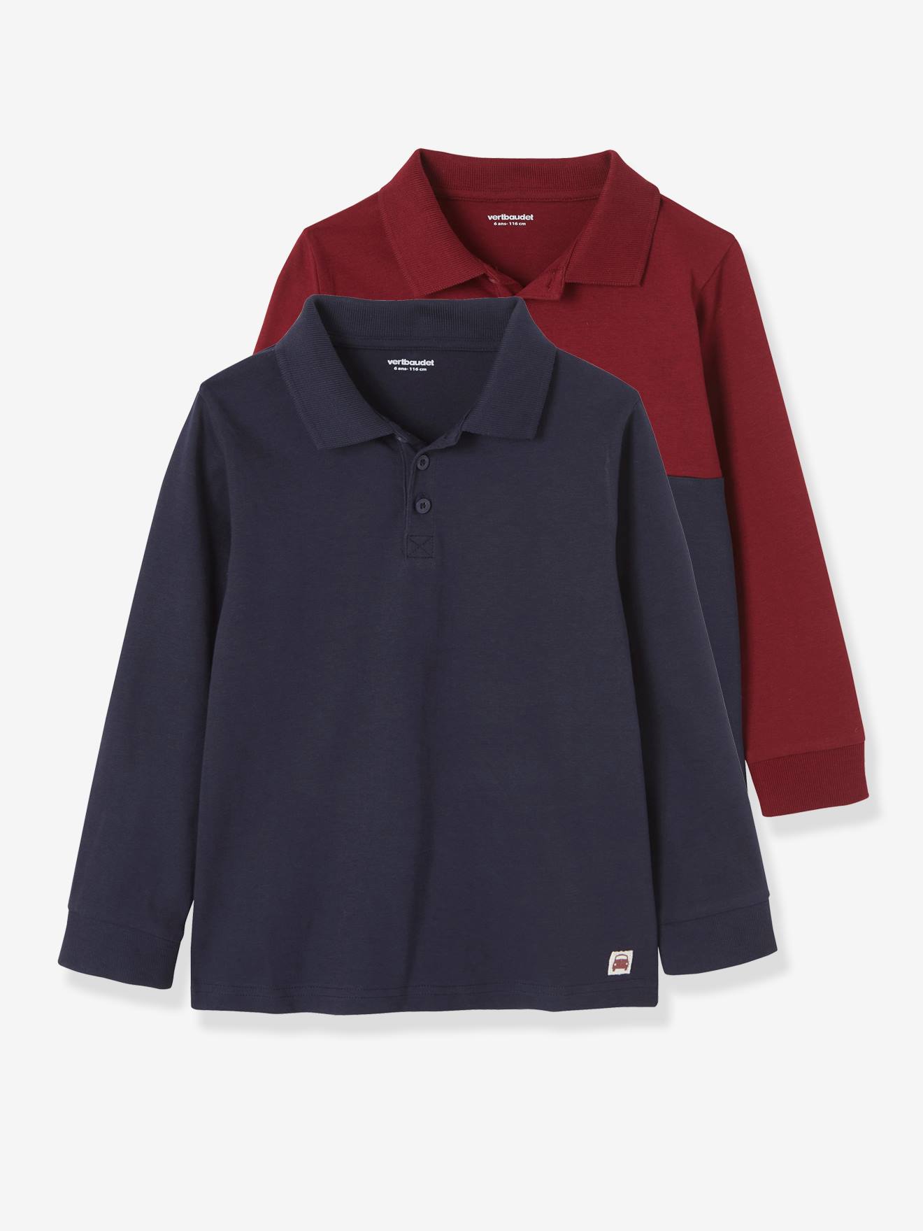 Lot de 2 polos garçon manches longues lot gris
