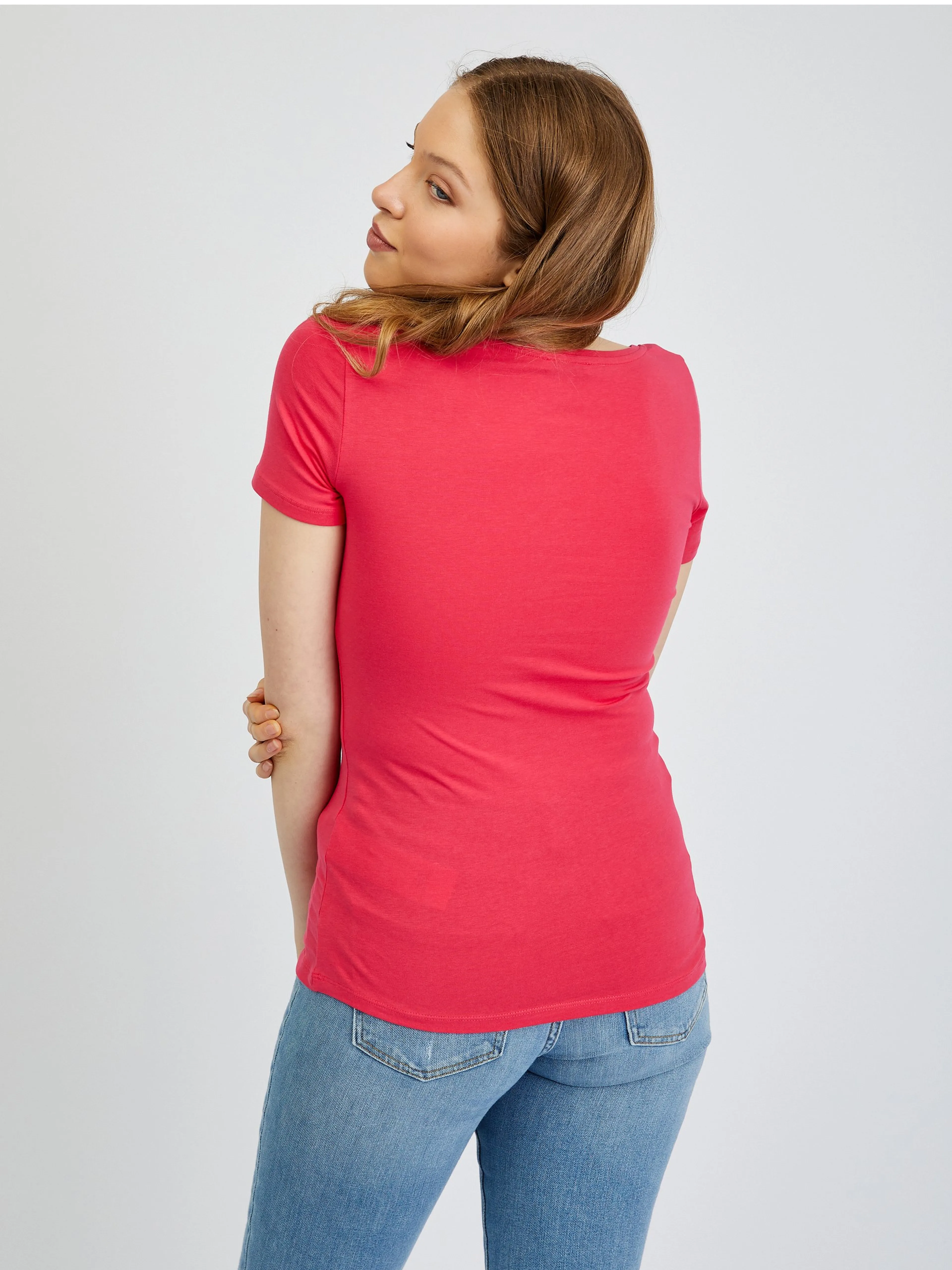 Dunkelrosa Damen-Basic-T-Shirt ORSAY