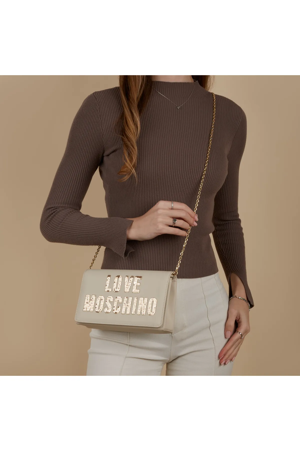 1'ASLAN  Love Moschino Avorio Damen Umhängetasche Taupe Jc4293pp0ikk111a