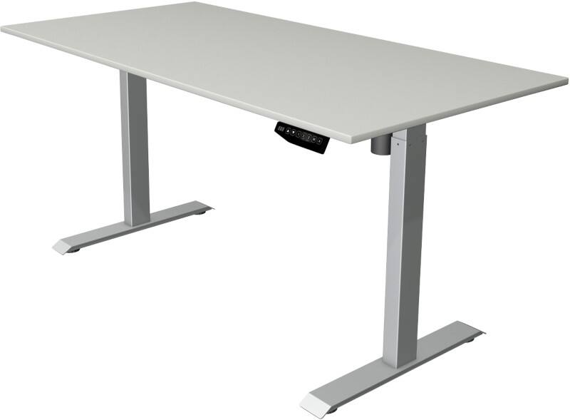 Kerkmann Move 1 Rechteckig Elektronisch Höhenverstellbarer Sitz-Stehschreibtisch Melamin, Stahl Hellgrau, Silber 1600 x 800 x 1230 mm