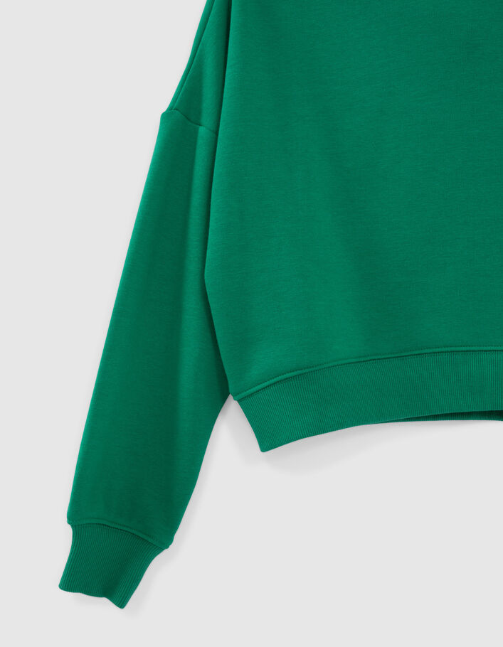 Sweat vert cropped flocage dos fille