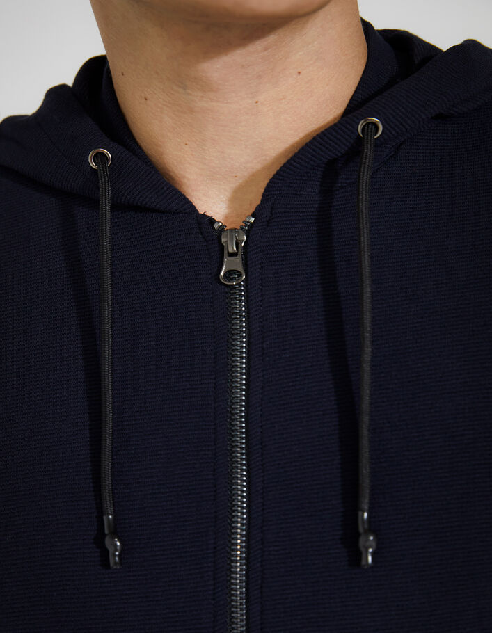 Cardigan marine reliefé à capuche Homme