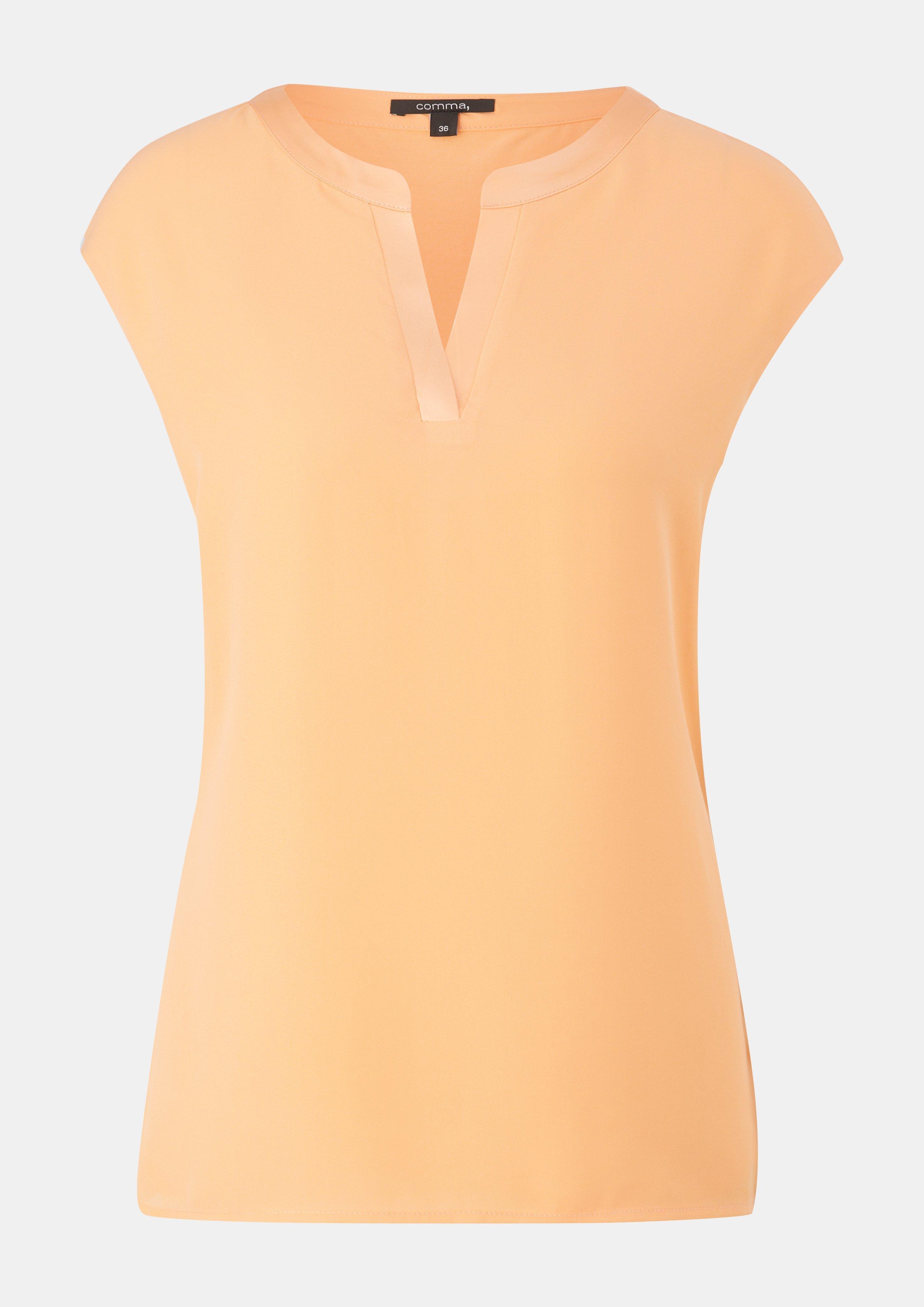 T-Shirt mit Tunika-Ausschnitt - pfirsich