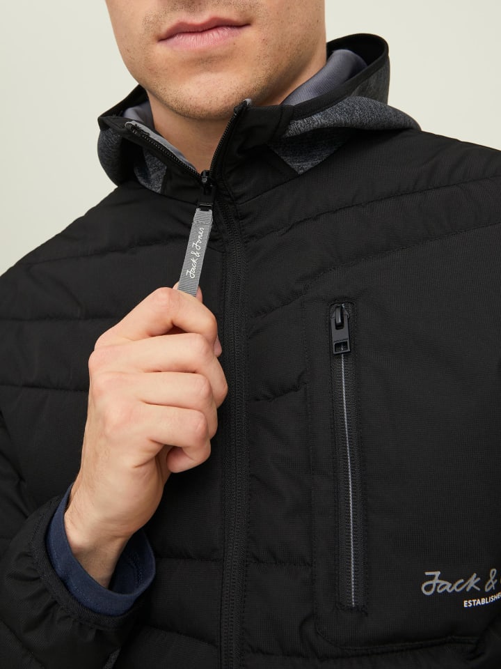 Jack & Jones Parka 'Berg Hybrid' in schwarz günstig kaufen