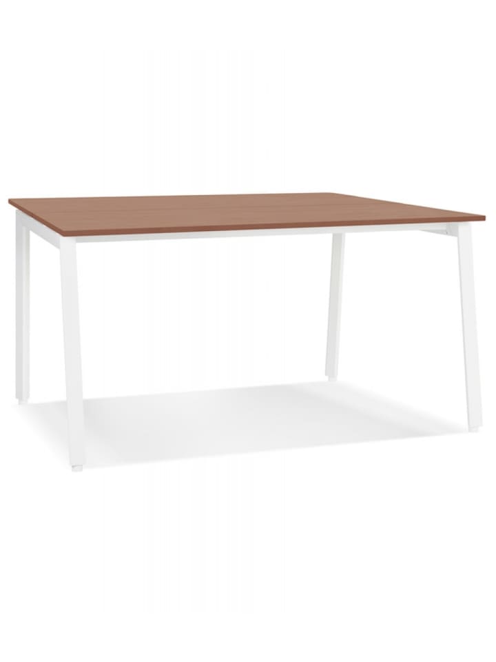 KADIMA DESIGN Besprechungstisch Quadratisch aus Holz Metall | Modern in Braun-Weiß günstig kaufen