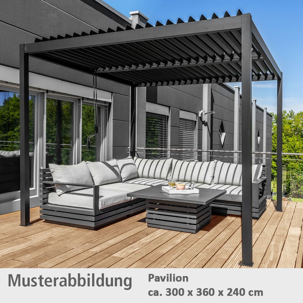 CHILLROI Pavillon mit Lamellendach, ca. 300 x 600 x 240 cm