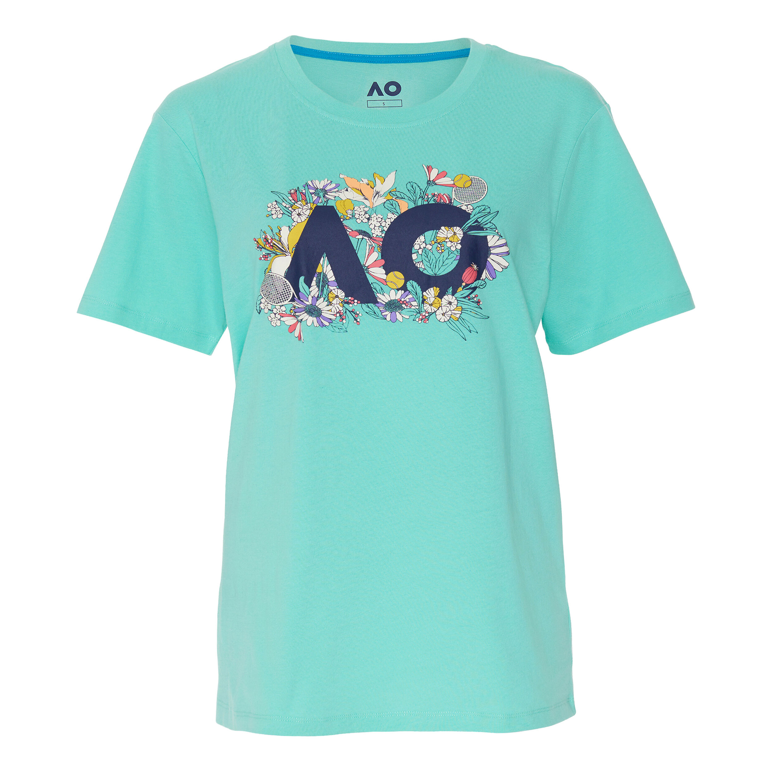 AO Floral Logo T-Shirt Damen - Türkis, Mehrfarbig