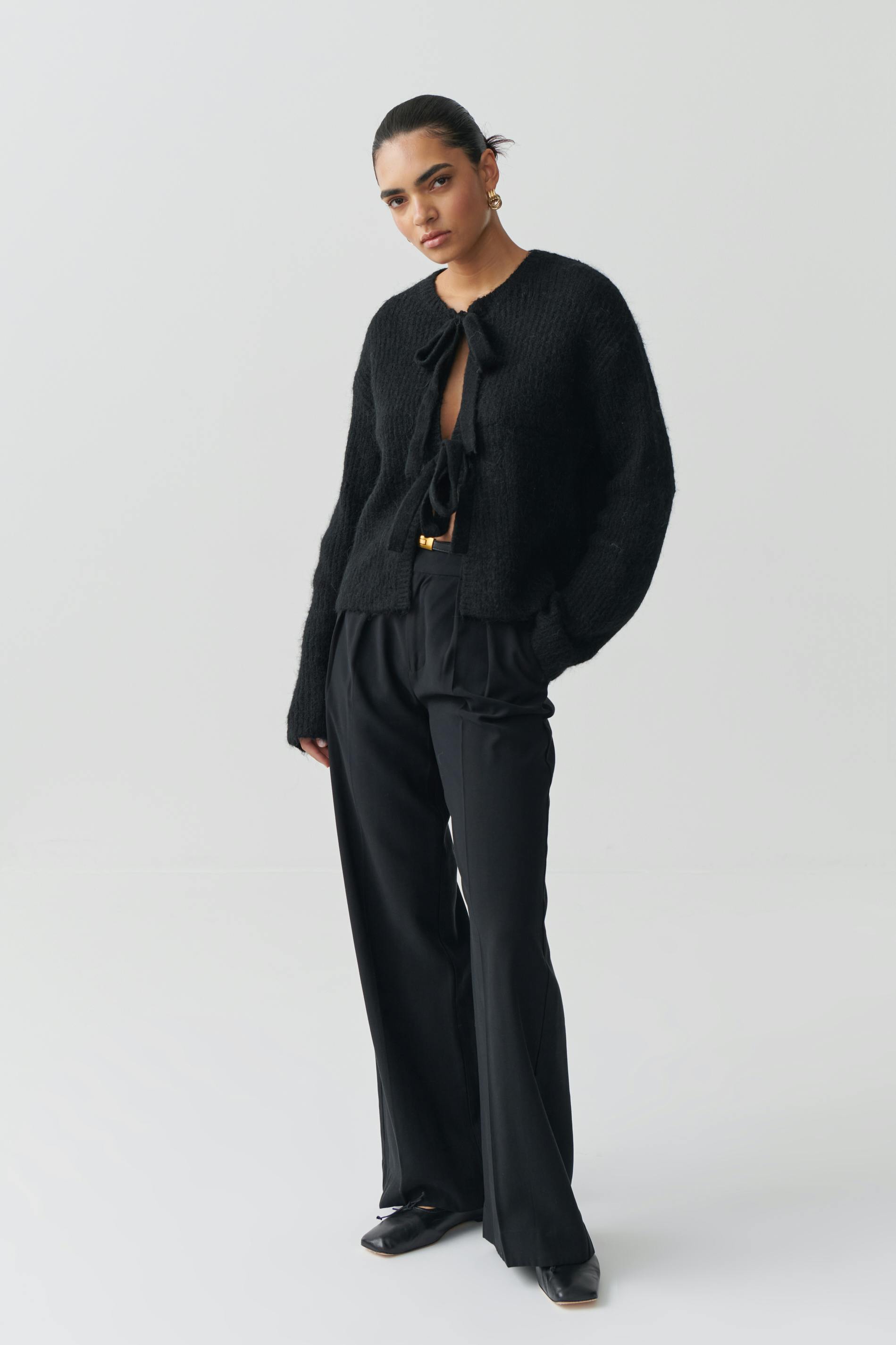 Knitted tie cardigan