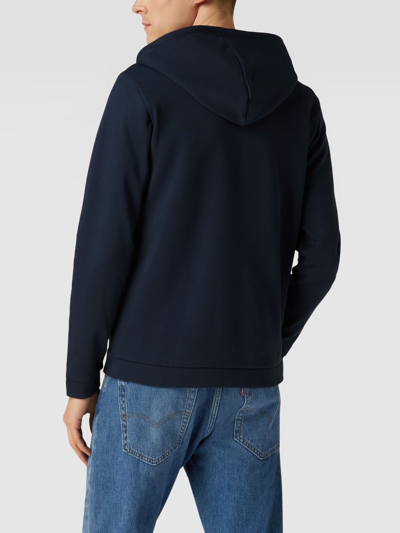 Sweatjacke mit Label-Print Modell 'Saggy Curved' in marineblau