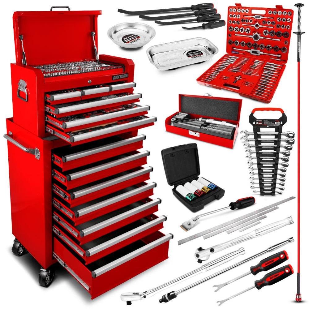 Daytona D520PSKIT 520-Piece Machinery Tool Set with 6-Drawer Cabinet and 7-Drawer Roller Cabinet