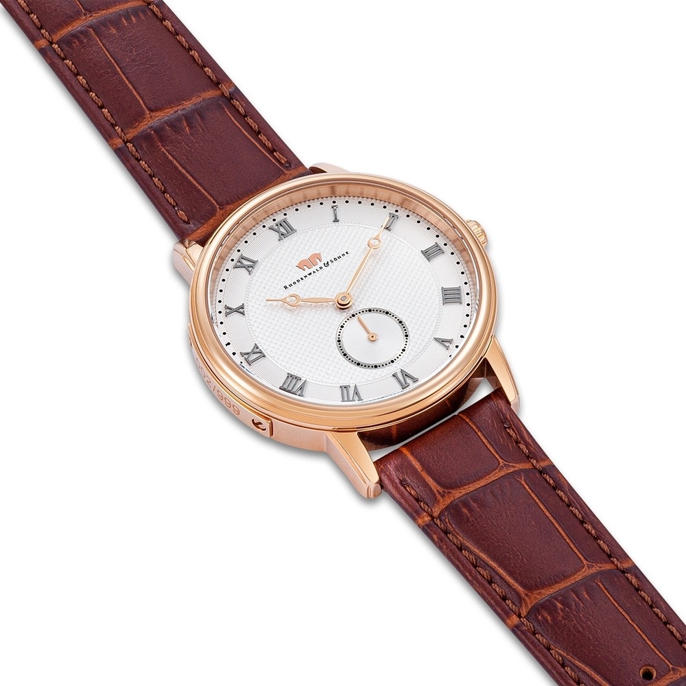 Rhodenwald & Söhne Montre à quartz Moonlight en Or rose Cuir véritable en Marron Montre