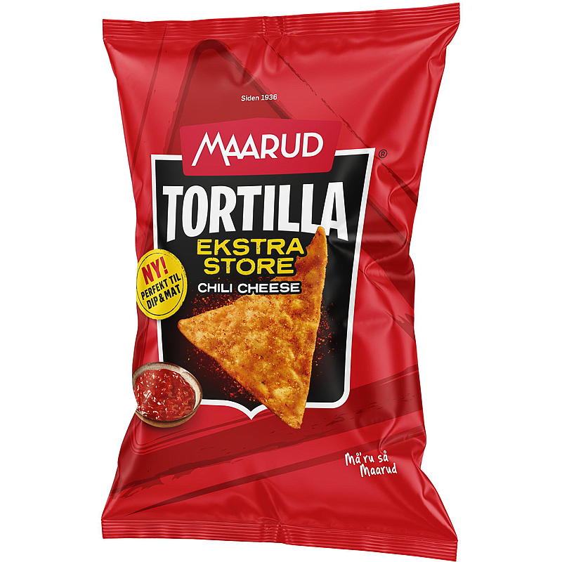 Maarud Tortilla 140 g Ekstra store chili cheese
