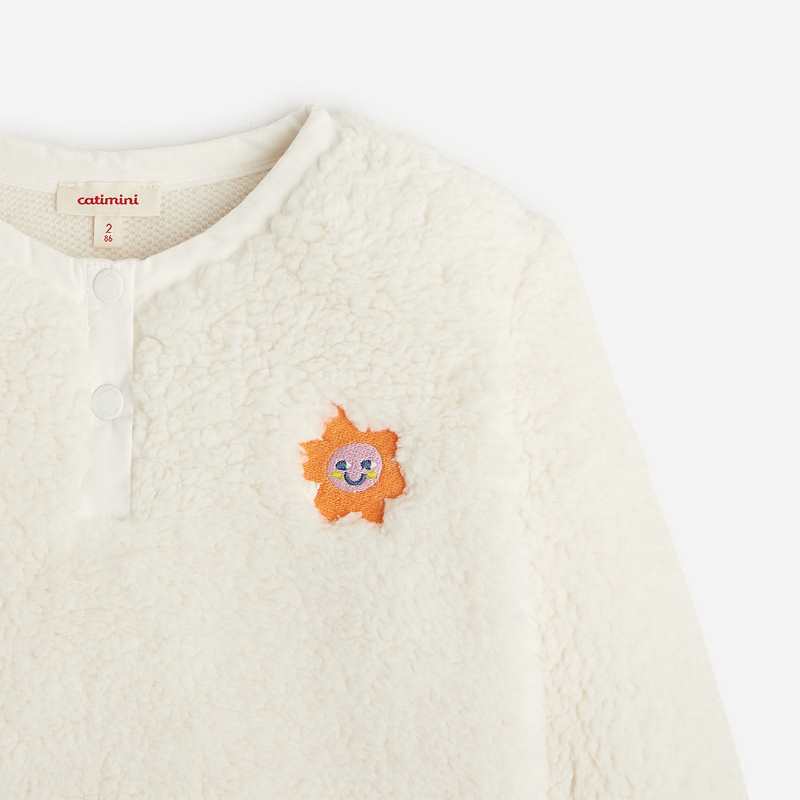 Sweat bébé fille blanc cassé en sherpa Catimini