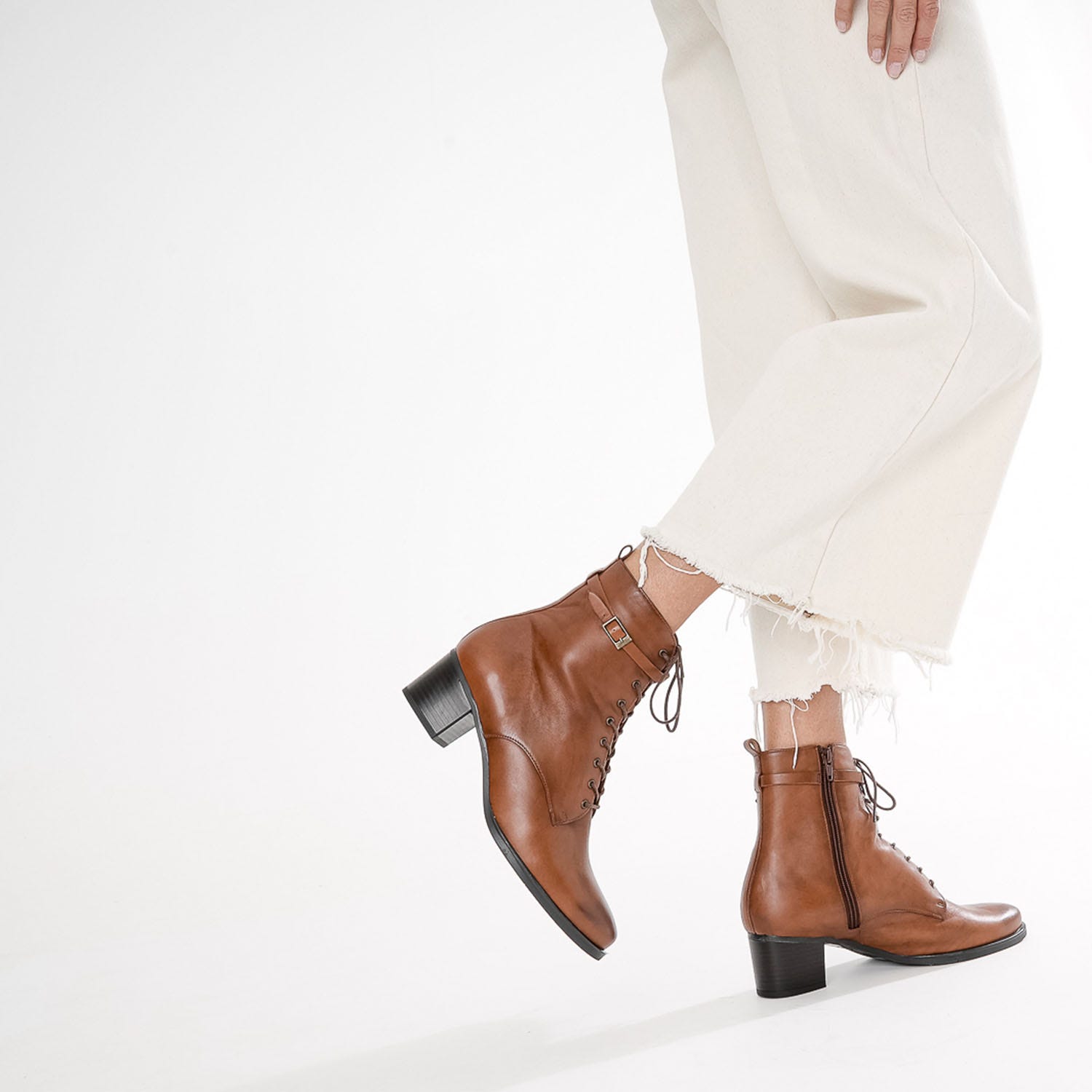 Bottine ERAM FLEX cognac en cuir