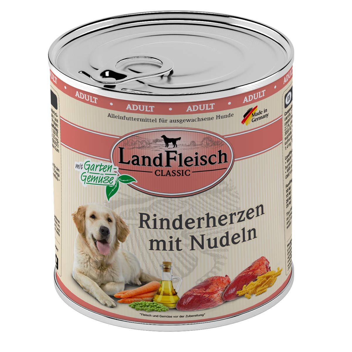 LandFleisch Dog Classic Rinderherzen mit Nudeln bei ZooRoyal