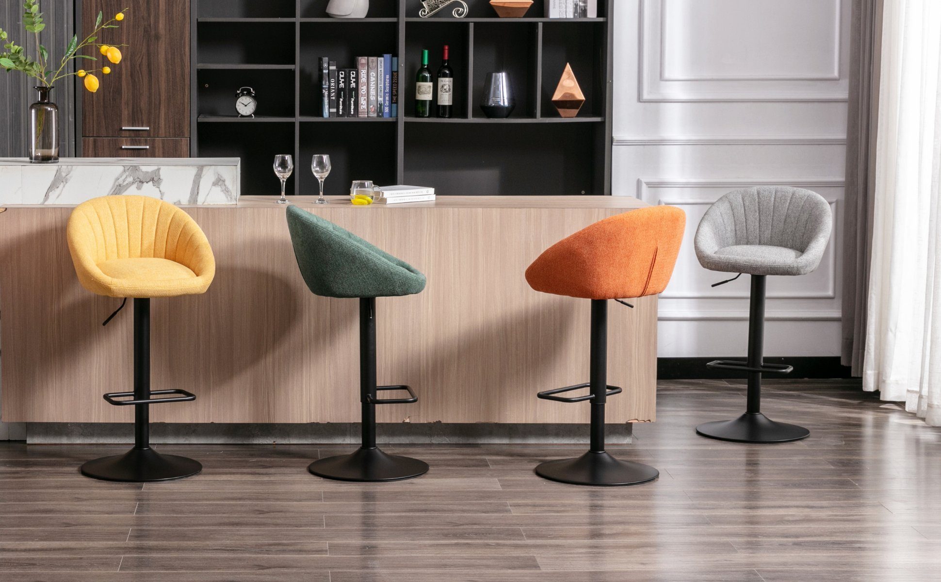 WAHSON OFFICE CHAIRS Barhocker 2er Set Barstuhl aus Stoff Tresenhocker