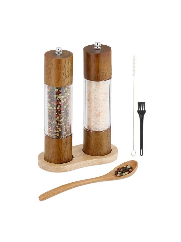relaxdays 6-tlg. Salz- und Pfeffermühle Set in Braun günstig kaufen onesize