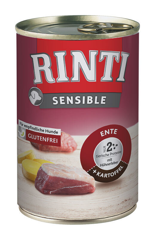 RINTI Hundenassfutter RINTI Sensible 12x400g Ente & Hühnerleber