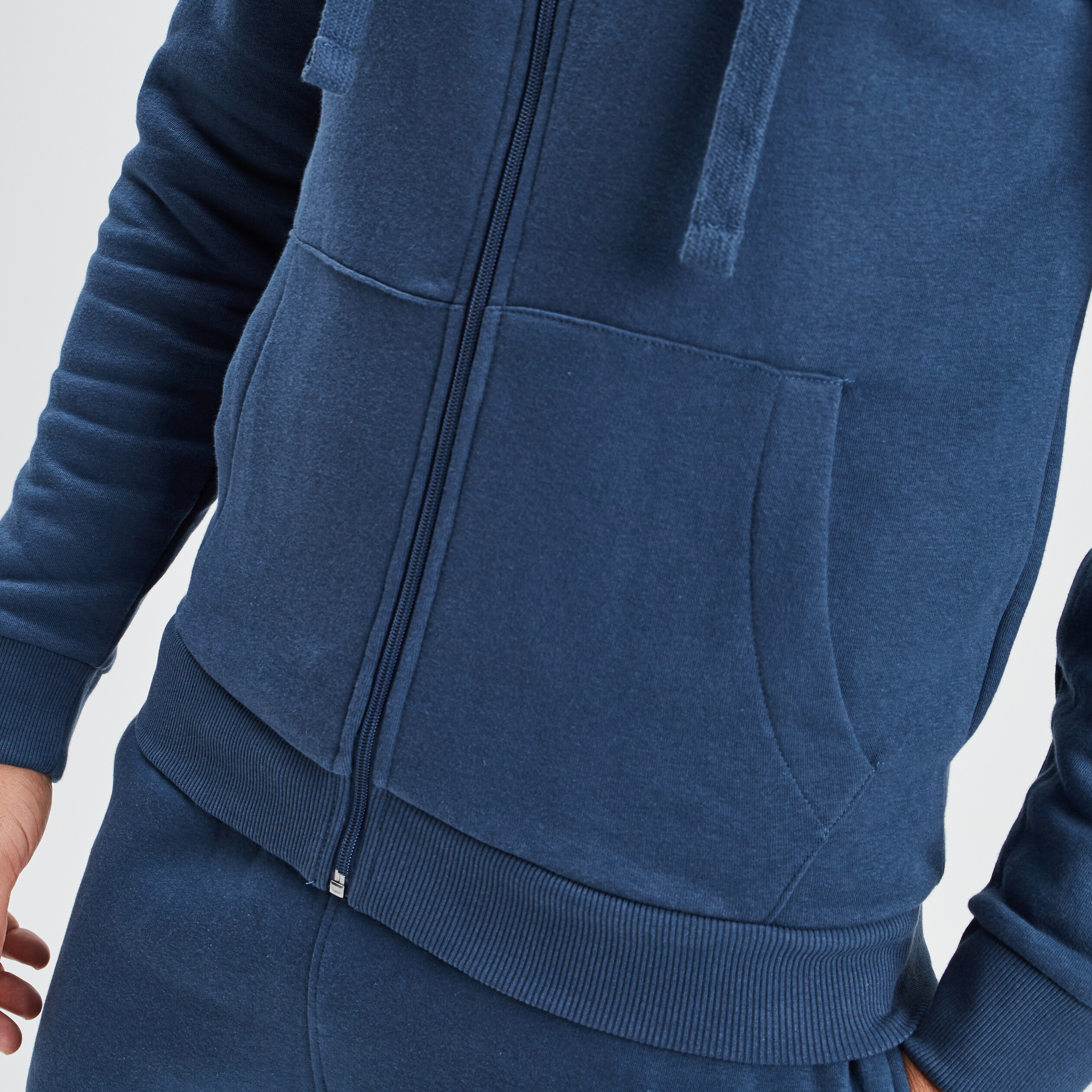Sweat zippé molleton à capuche bleu homme | La Halle