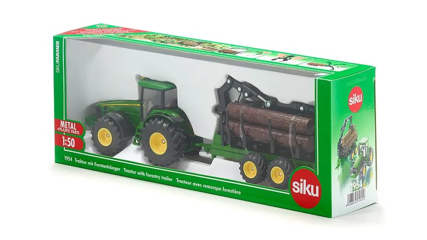 SIKU 1954 Farmer - Traktor mit Forstanhänger