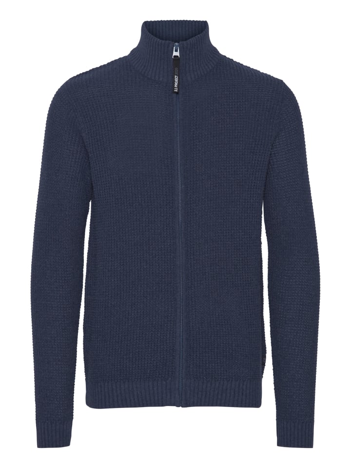 11 Project Strickjacke PRKimmo 21301063-ME  Lässige Strickjacke mit Perlfang in Blau günstig kaufen